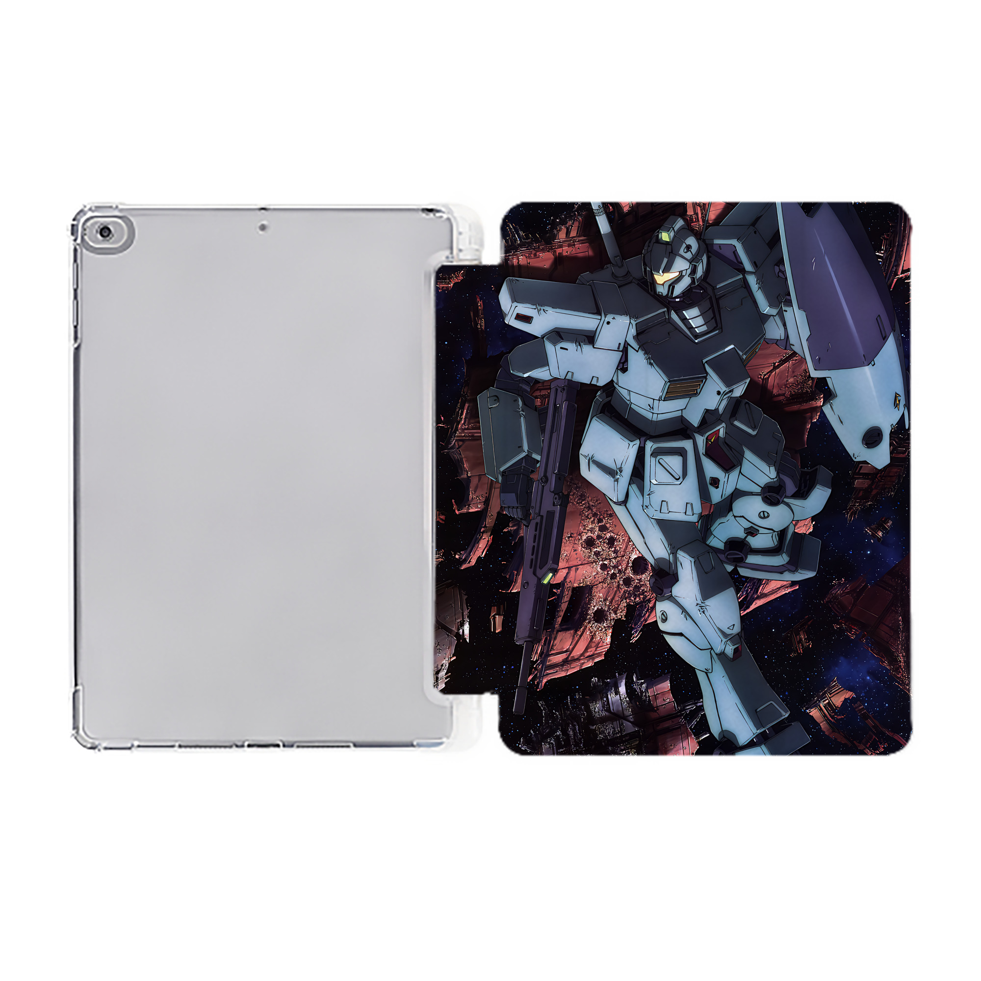（画像用） 機動戦士ガンダム Mobile Suit Gundam IPad ケース ペン収納付き 三つ折りスタンド PUレザー×シリコン 対応機種9.5/10.5/10.9インチ
